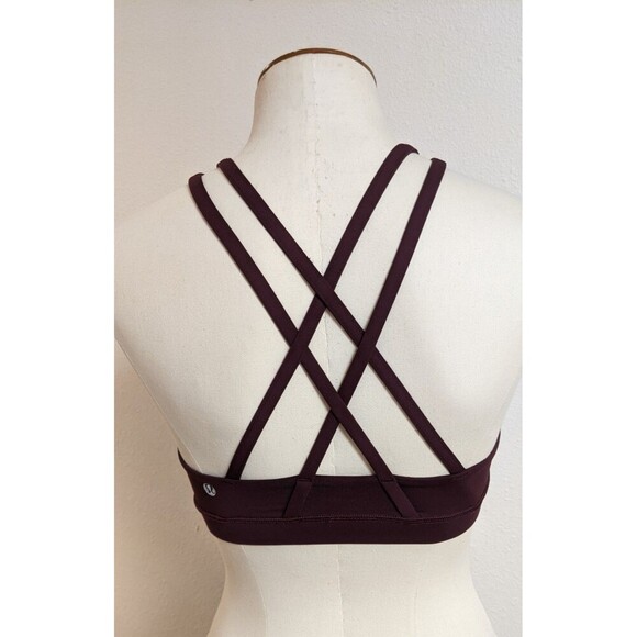 Women's Lululemon Energy Bra Flocked Dark Adobe Criss Cross Back Size 6 - Picture 4 of 9